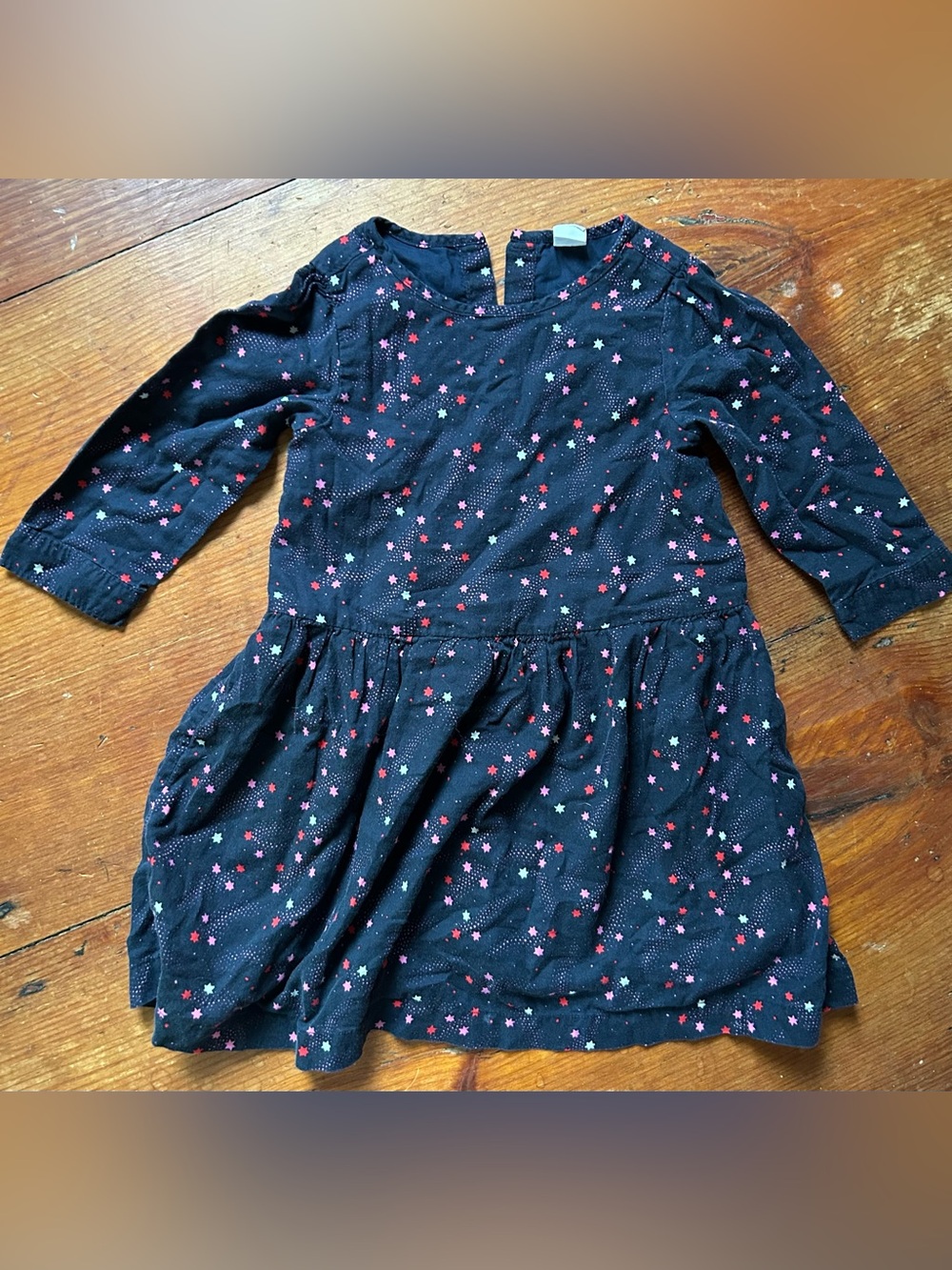 GAP navy Long Sleeve Dress with Pink and White Star Print